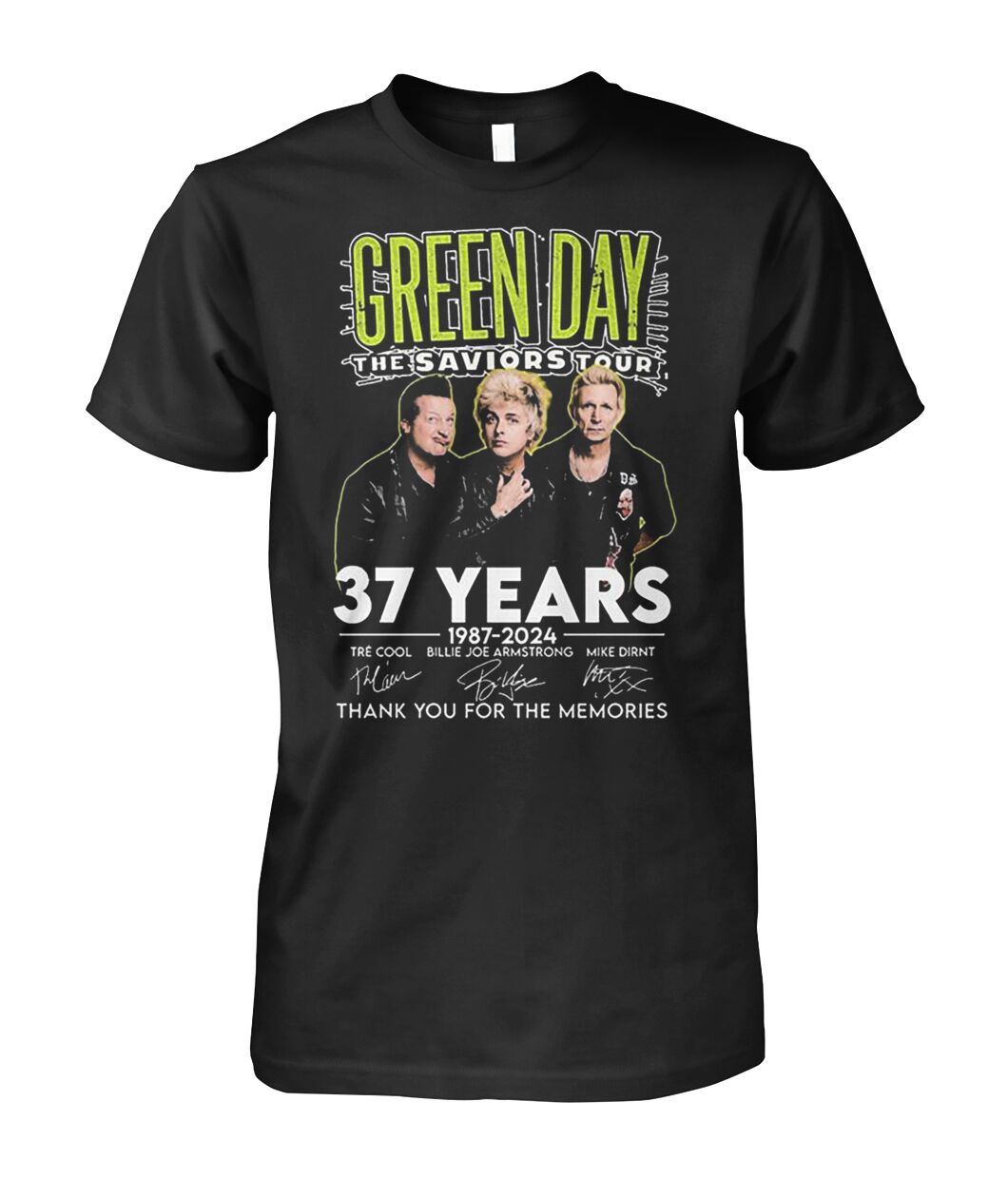Maglietta Unisex Green Day The Saviors Tour – 37° Anniversario 1987-2024 – Nero – Personalizzabile