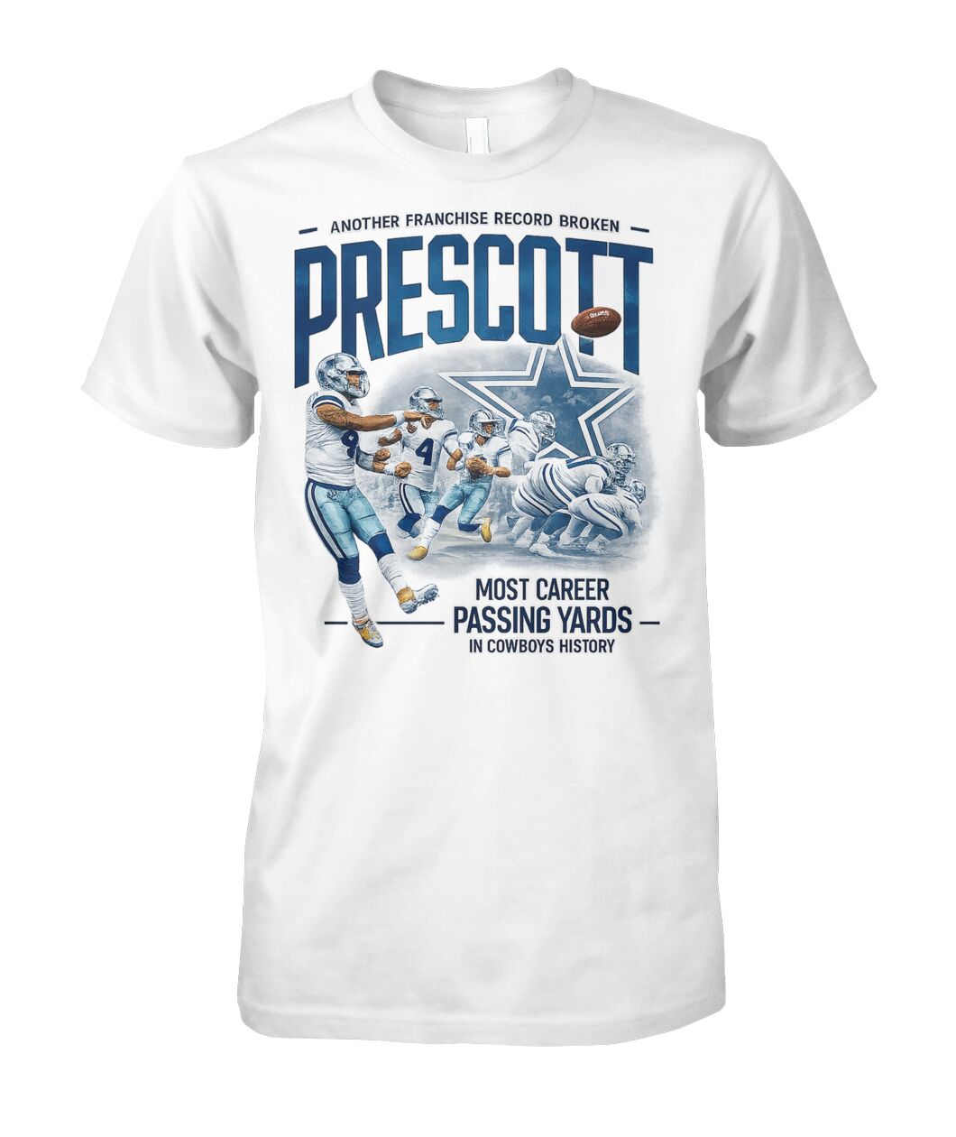 Dak Prescott Most Career Passing Yards In Cowboys History T Shirts