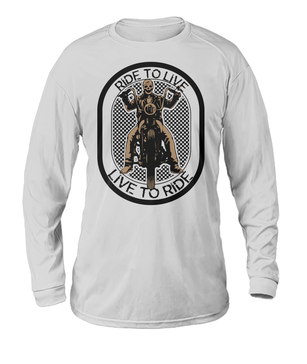 Maglietta Uomo Biker "Live To Ride" &ndash; Pinup Babe Pulcino Moto, Cotone 100% Nero